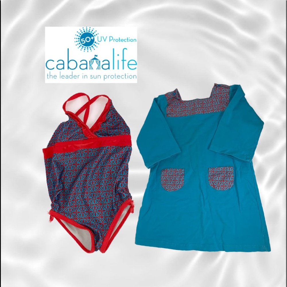 Cabana Life Girls Swimsuit and Coverup Set Size 6